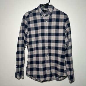 J. Crew Navy and White Plaid Casual Shirt Size S